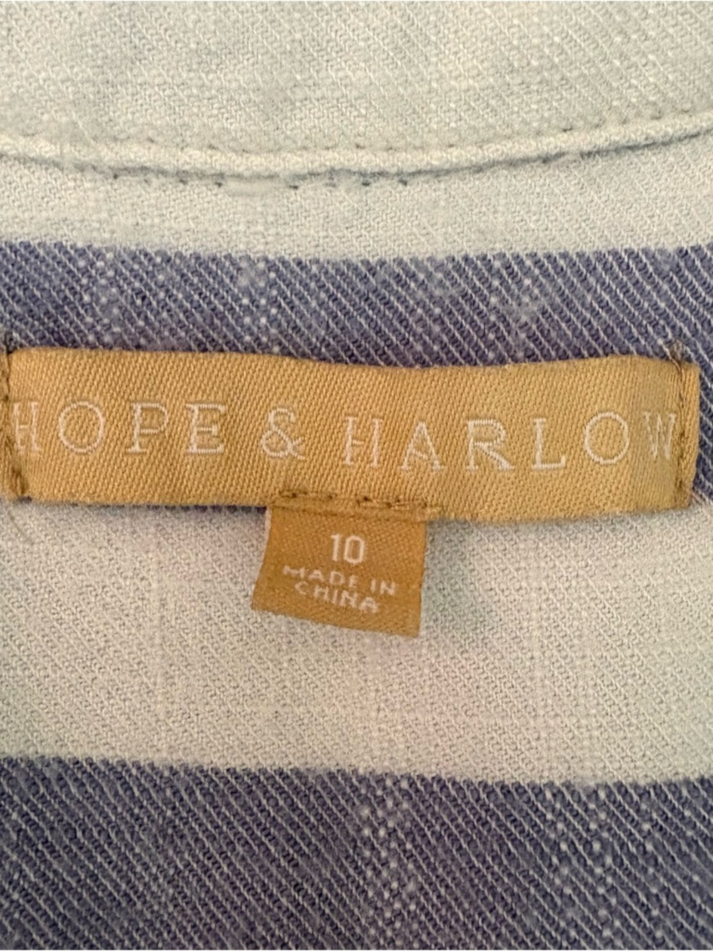 Hope & Harlow Sleeveless Striped Button Up Dress Size 10 Blue Beach Resort Wear - Picture 3 of 10